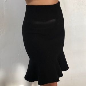 Black pencil skirt with ruffled edge